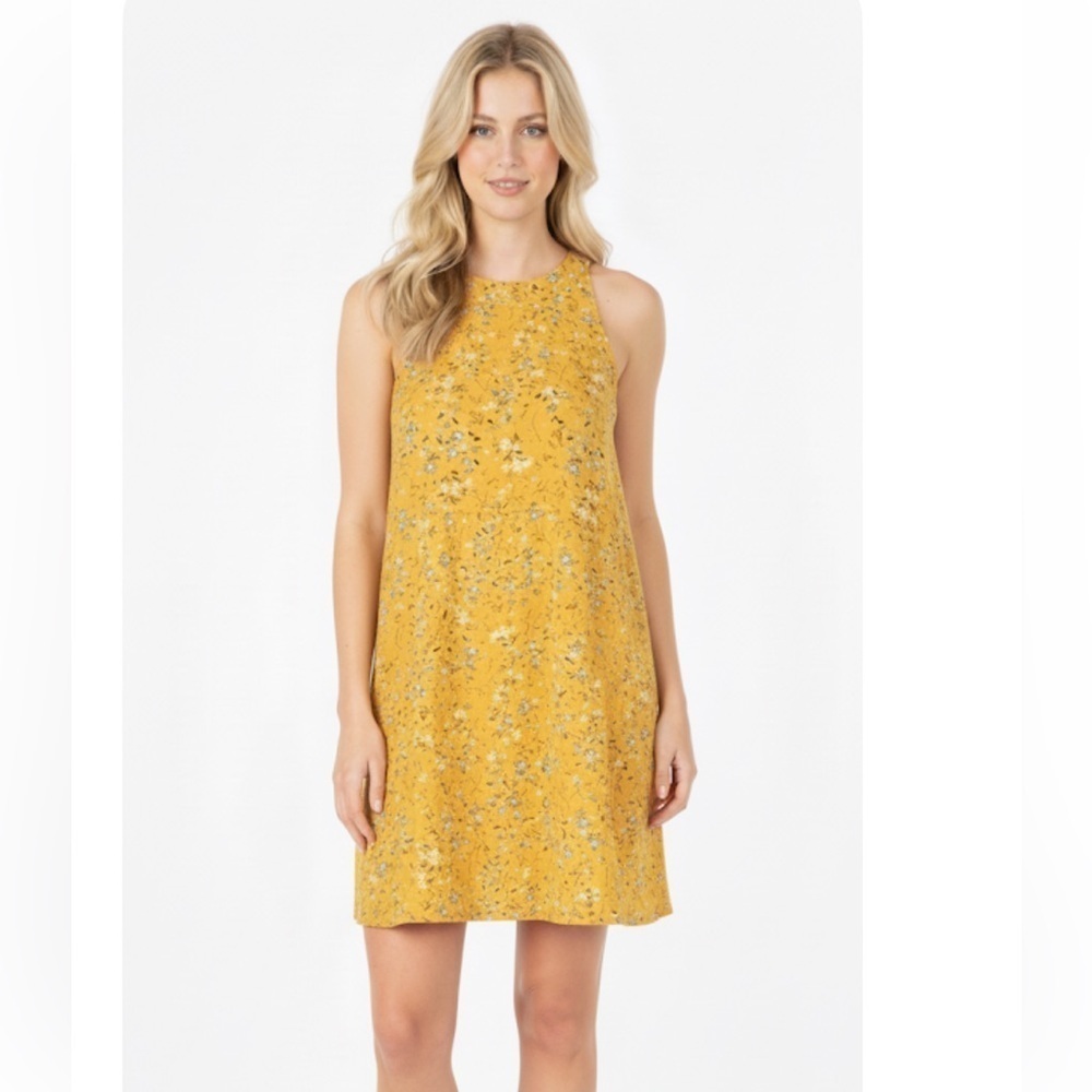 Old Navy Mustard Floral Dress size large
